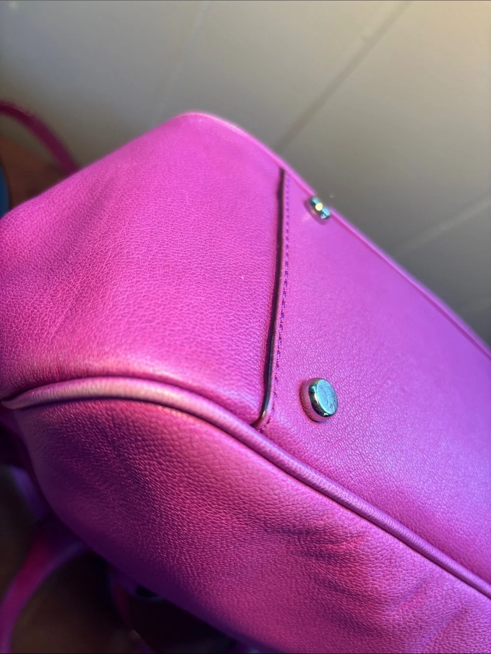 kate spade Vibrant Fuchsia Leather Satchel with Detachable Strap